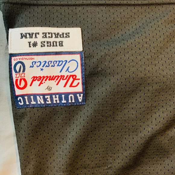 NWT Vintage 90s Bugs Bunny #1 Space Jam Tune Squad Jersey Black Men's Large - Picture 4 of 6